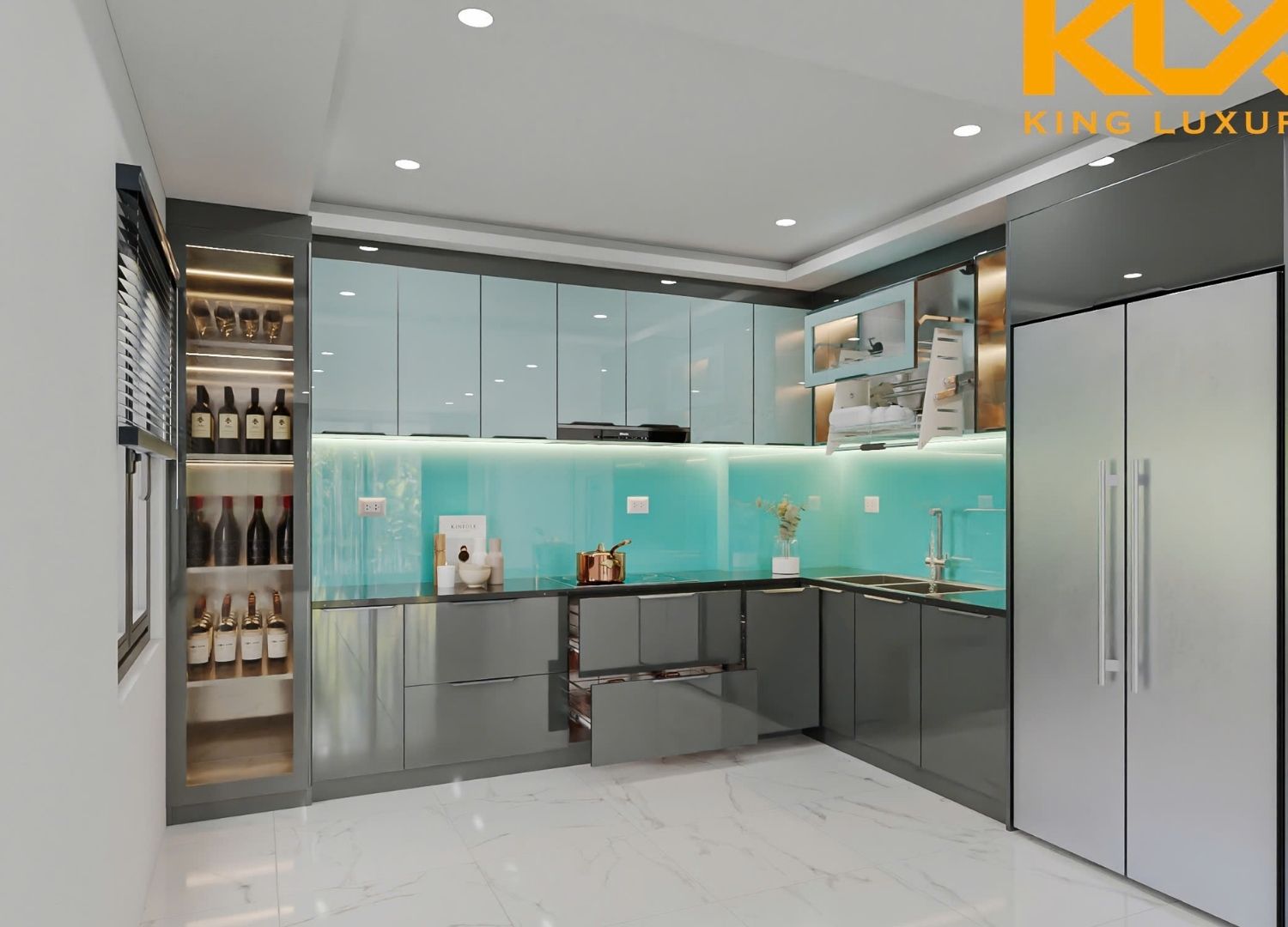 Thiết Kế 3D Tủ Bếp Inox